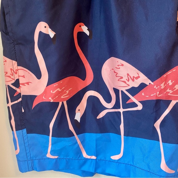 CHARLESTON THREADS Swim Trunks Flamingo Navy Blue Novelty NWT - Picture 4 of 11